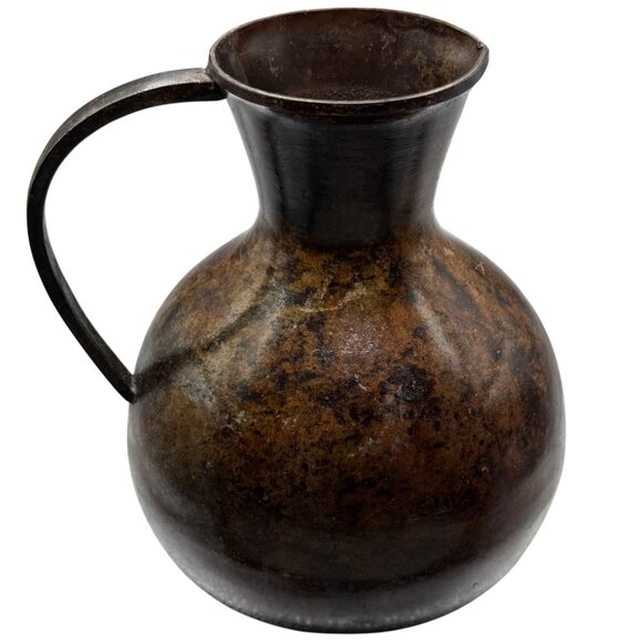 Vintage Metal Copper Rustic Pitcher Decorative Made in India 7.5"H - Picture 4 of 8